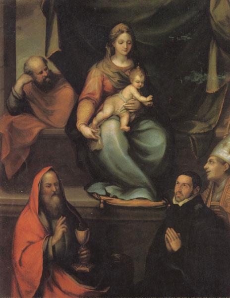 Prado, Blas del The Holy Family,with SS.Ildefonsus and john the Evangelist,and the Master Alonso de Villegas Germany oil painting art